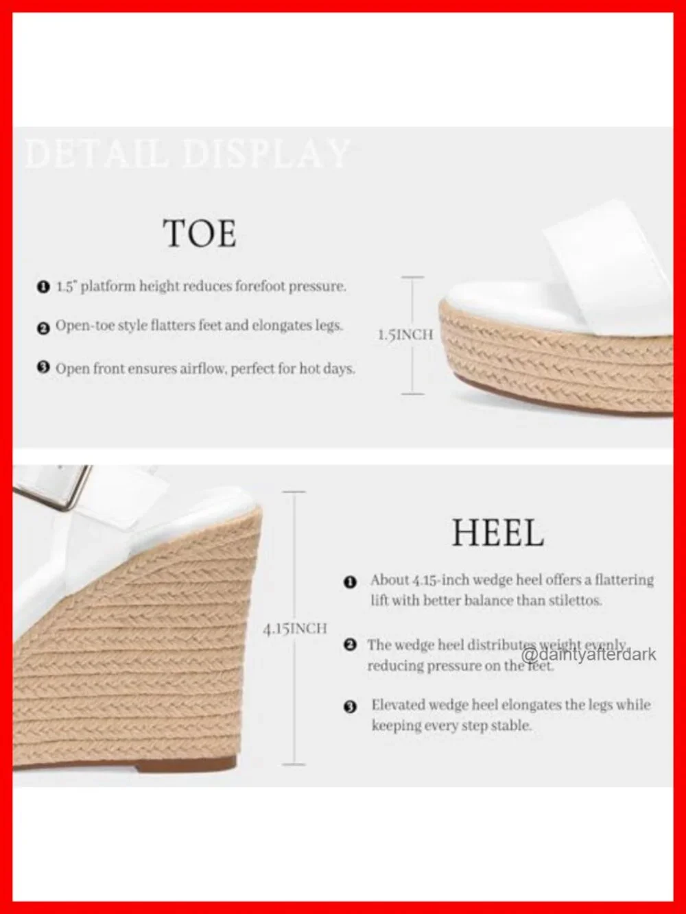 Wedge Sandals Open Toe Ankle Strap Espadrilles 4.3 inch Heel